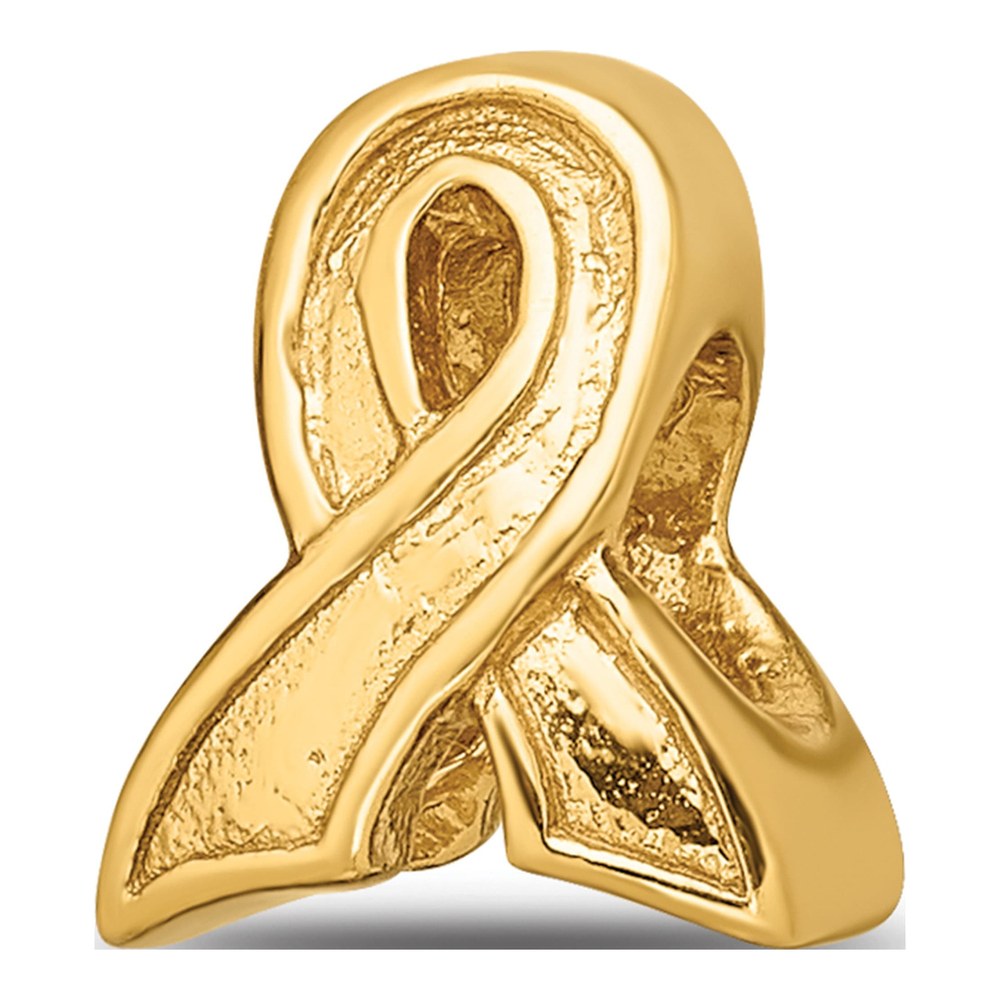 Gold-Plated Sterling Silver Awareness Ribbon Bead
