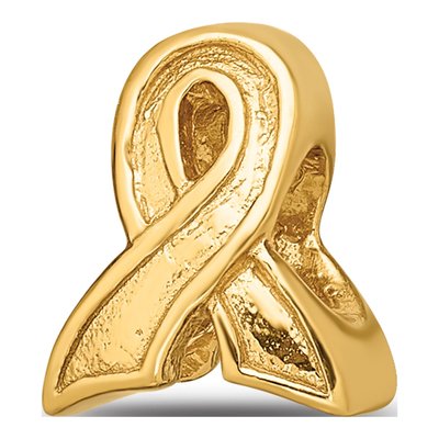 Gold-Plated Sterling Silver Awareness Ribbon Bead