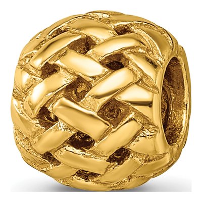Gold-Plated Sterling Silver Basketweave Bali Bead