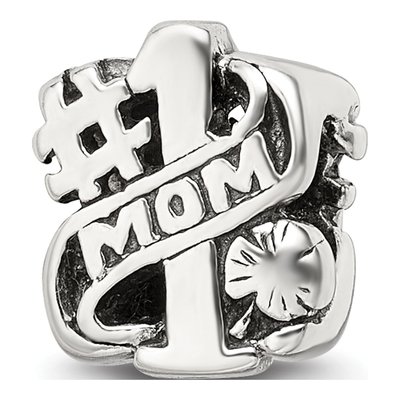 Sterling Silver Mom Number 1 Bead