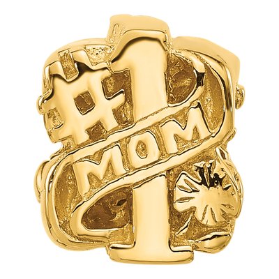 Gold-Plated Sterling Silver Mom Number 1 Bead – view 5
