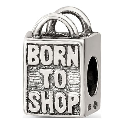 Sterling Silver 'born to Shop' Bead