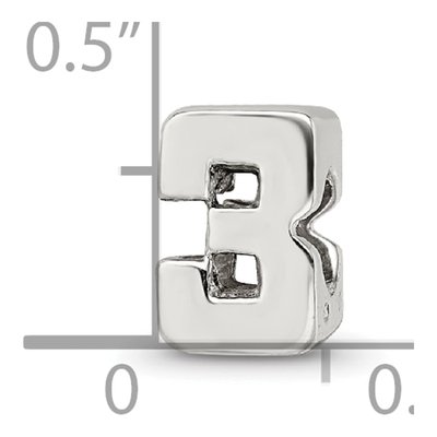 Sterling Silver Number 3 Bead – view 5