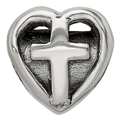 Sterling Silver Kids Heart Cross Bead – view 5