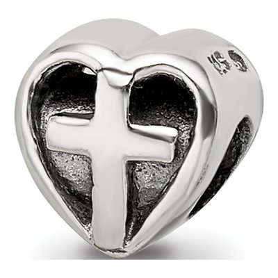 Sterling Silver Kids Heart Cross Bead – view 7