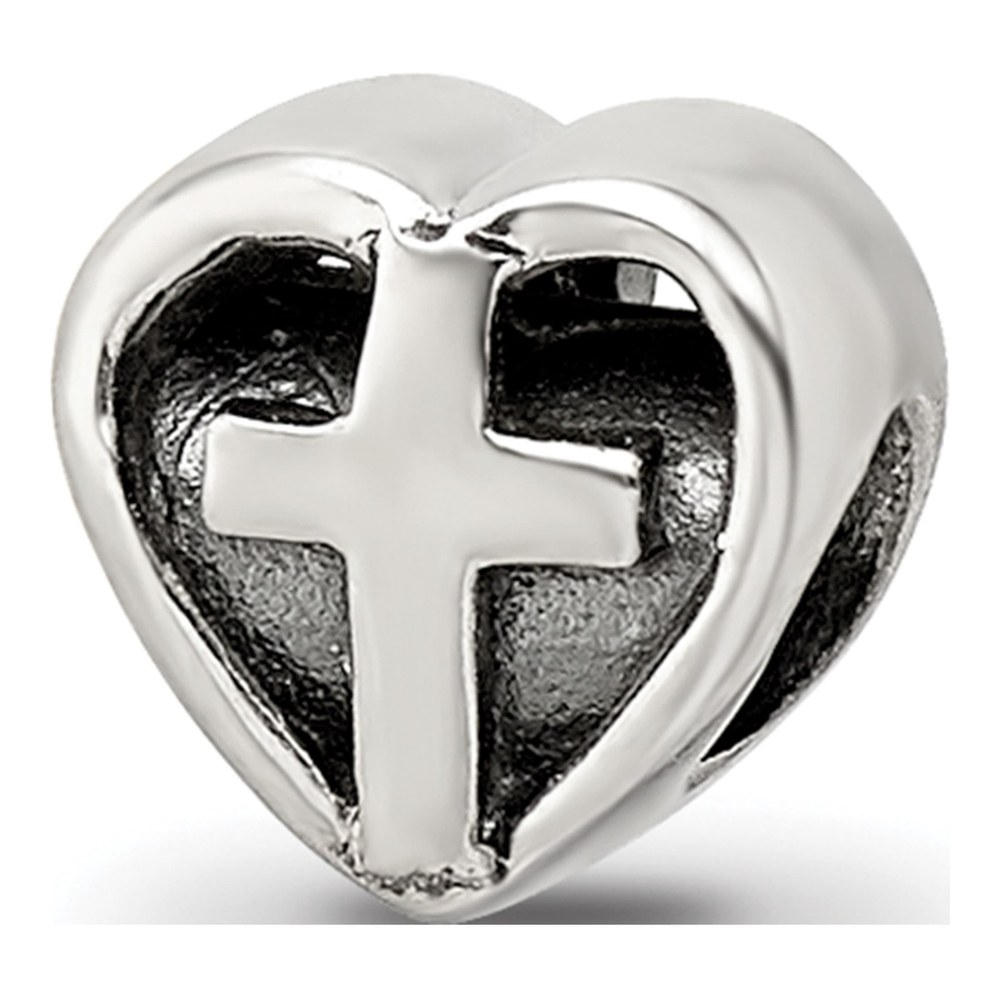 Sterling Silver Kids Heart Cross Bead