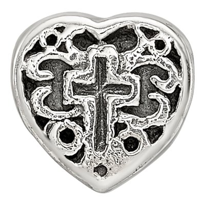 Sterling Silver Kids Heart Cross Bead – view 5