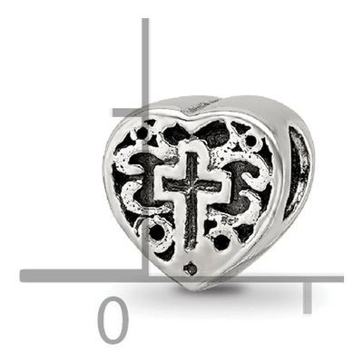 Sterling Silver Kids Heart Cross Bead – view 6