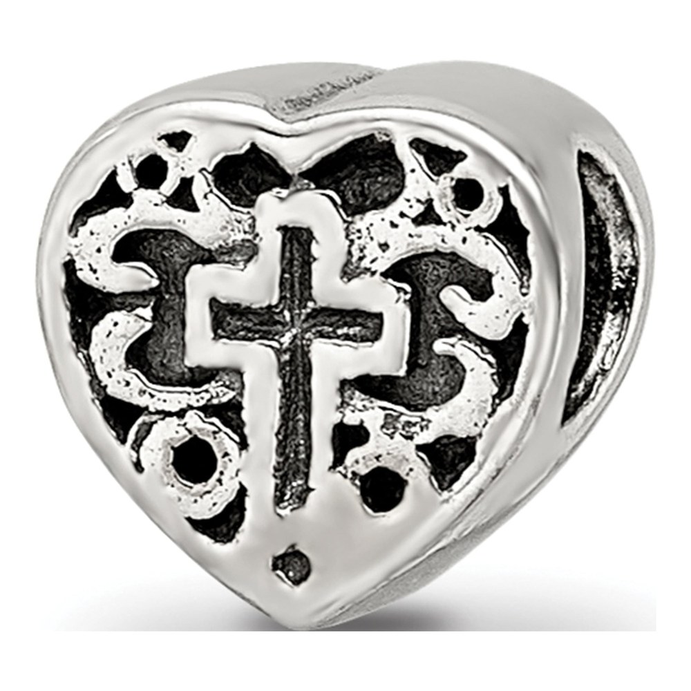 Sterling Silver Kids Heart Cross Bead