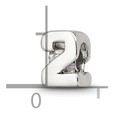 Sterling Silver Kids Number 2 Bead – view 6