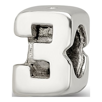 Sterling Silver Kids Number 3 Bead