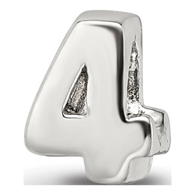 Sterling Silver Kids Number 4 Bead