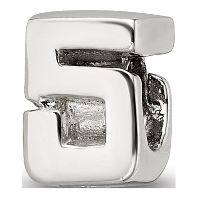 Sterling Silver Kids Number 5 Bead