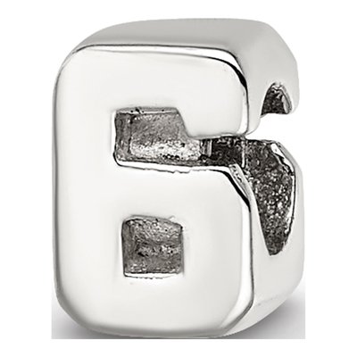 Sterling Silver Kids Number 6 Bead