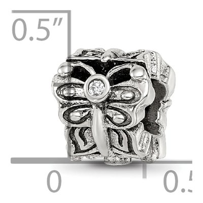Sterling Silver CZ Butterfly Bali Bead – view 7