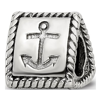 Sterling Silver Anchor Cross Heart Bead