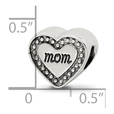 Sterling Silver Mom Heart Bead – view 6