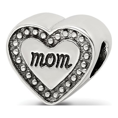Sterling Silver Mom Heart Bead