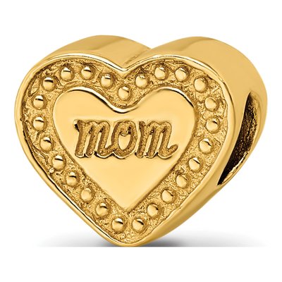 Gold-Plated Sterling Silver Mom Heart Bead