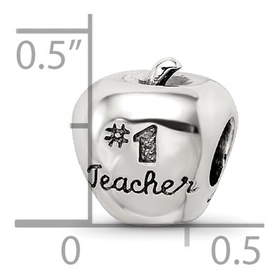 Sterling Silver Teacher Apple Number 1 Bead – view 6