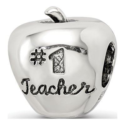 Sterling Silver Teacher Apple Number 1 Bead – view 7