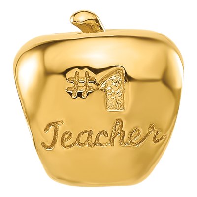 Gold-Plated Sterling Silver Teacher Apple Number 1 Bead – view 4