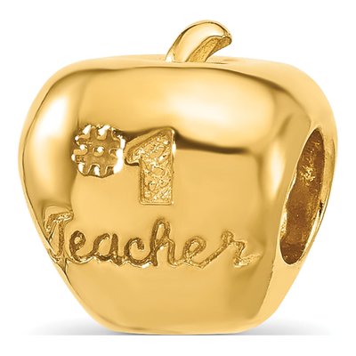 Gold-Plated Sterling Silver Teacher Apple Number 1 Bead – view 6