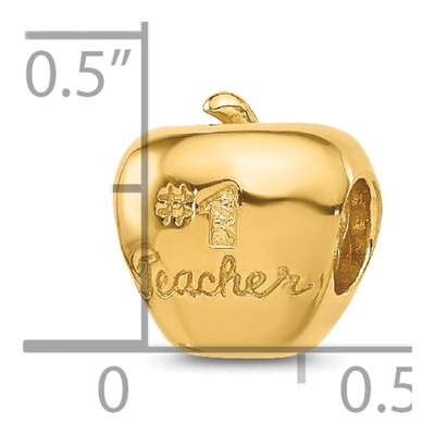 Gold-Plated Sterling Silver Teacher Apple Number 1 Bead – view 7
