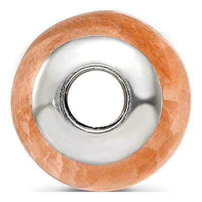 Sterling Silver Agate Peach Cracked Bead – view 4