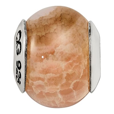 Sterling Silver Agate Peach Cracked Bead – view 5
