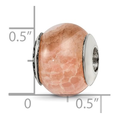 Sterling Silver Agate Peach Cracked Bead – view 7