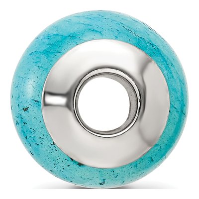 Sterling Silver Cracked Blue Aventurine Bead – view 4
