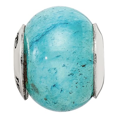 Sterling Silver Cracked Blue Aventurine Bead – view 5