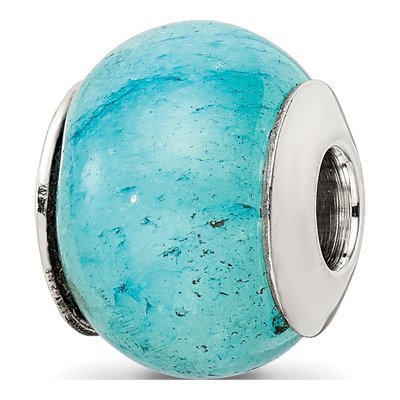 Sterling Silver Cracked Blue Aventurine Bead