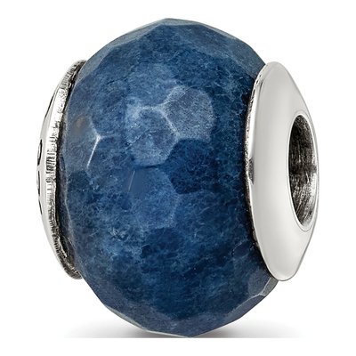 Sterling Silver Dark Blue Quartz Bead