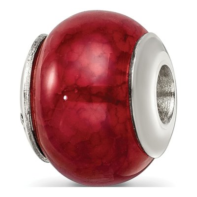 Sterling Silver Agate Fuschia Cracked Bead
