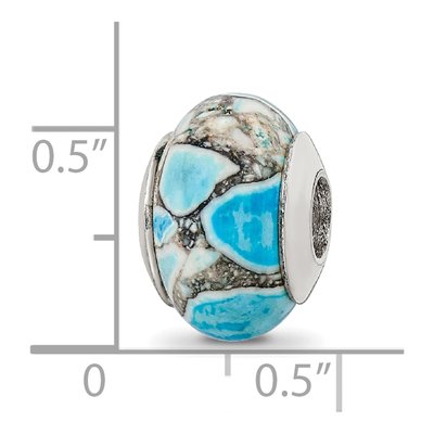 Sterling Silver Blue Mosaic Magnesite Bead – view 7