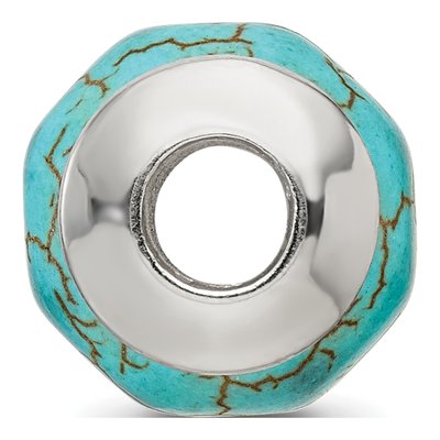 Sterling Silver Blue Magnesite Bead – view 4