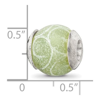 Sterling Silver Etched Green Jade Bead – view 7