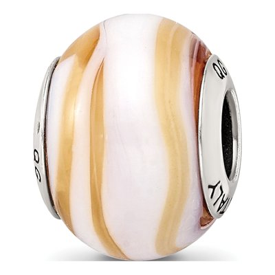 Sterling Silver Caramel Murano Glass Bead