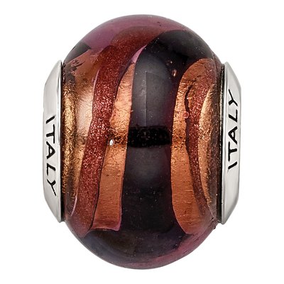 Sterling Silver Murano Glass Copper Black Bead – view 6