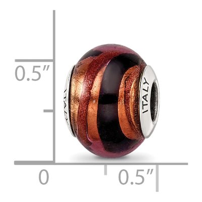 Sterling Silver Murano Glass Copper Black Bead – view 7