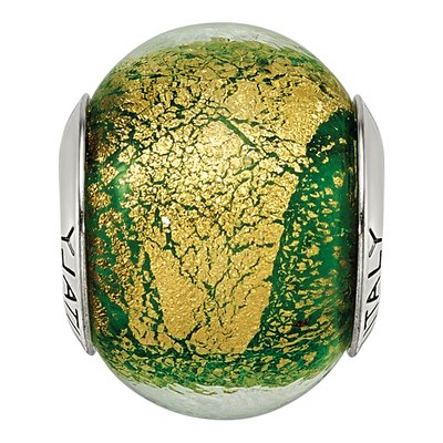 Sterling Silver Green Murano Glass Bead – view 5