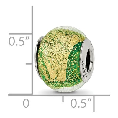 Sterling Silver Green Murano Glass Bead – view 7