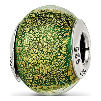 Sterling Silver Green Murano Glass Bead – view 8