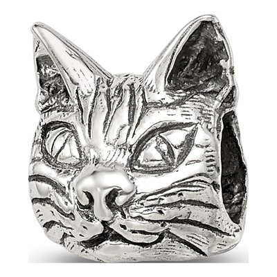 Sterling Silver Maine Coon Cat Head Bead