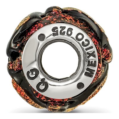 Sterling Silver Orange Dichroic Glass Bead – view 2