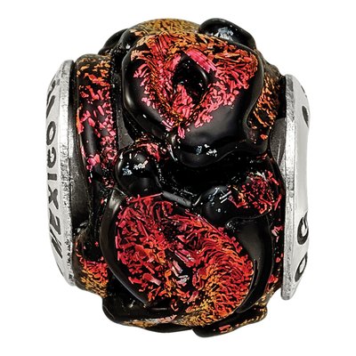 Sterling Silver Orange Dichroic Glass Bead – view 3