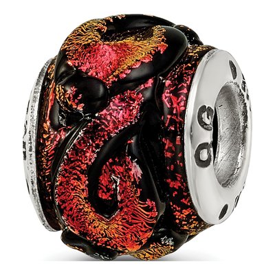 Sterling Silver Orange Dichroic Glass Bead – view 5