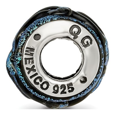 Sterling Silver Blue Dichroic Glass Bead – view 4